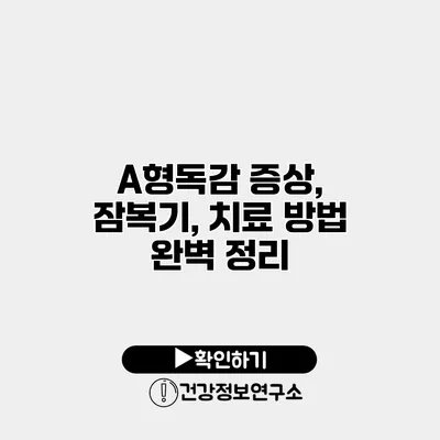 A형독감 증상, 잠복기, 치료 방법 완벽 정리