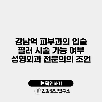 강남역 피부과의 입술 필러 시술 가능 여부 성형외과 전문의의 조언