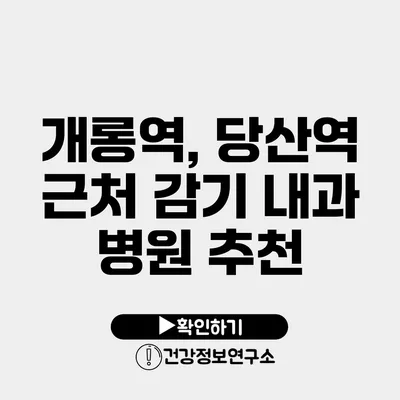 개롱역, 당산역 근처 감기 내과 병원 추천