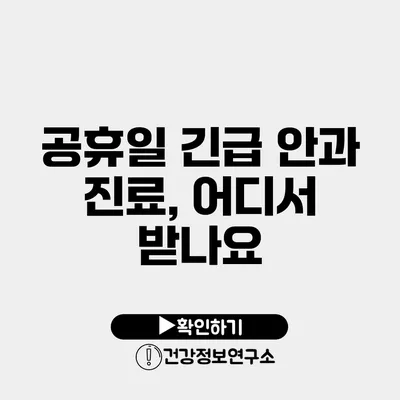 공휴일 긴급 안과 진료, 어디서 받나요?