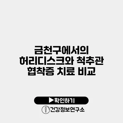 금천구에서의 허리디스크와 척추관 협착증 치료 비교
