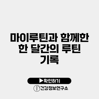 마이루틴과 함께한 한 달간의 루틴 기록