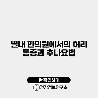 별내 한의원에서의 허리 통증과 추나요법