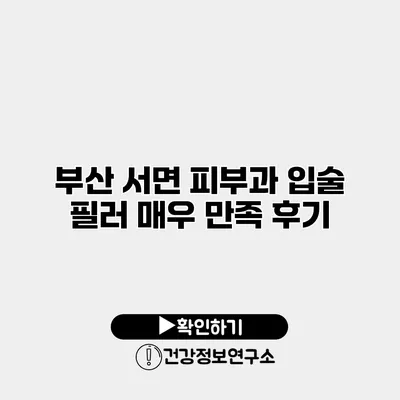 부산 서면 피부과 입술 필러 매우 만족 후기