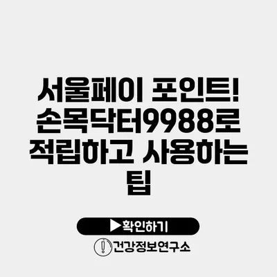 서울페이 포인트! 손목닥터9988로 적립하고 사용하는 팁