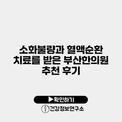 소화불량과 혈액순환 치료를 받은 부산한의원 추천 후기