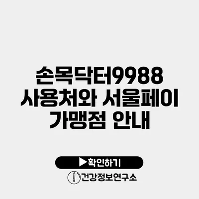 손목닥터9988 사용처와 서울페이 가맹점 안내