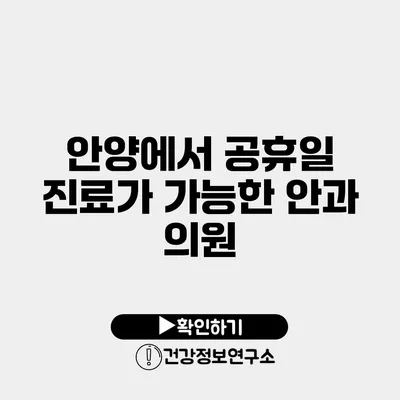 안양에서 공휴일 진료가 가능한 안과 의원