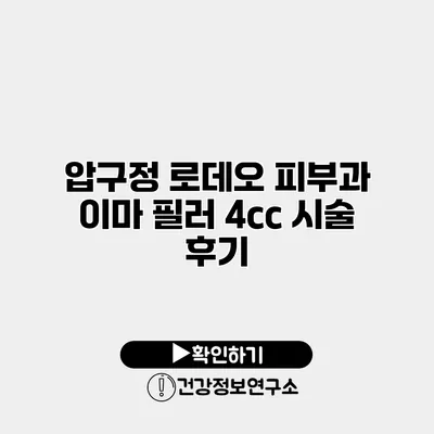 압구정 로데오 피부과 이마 필러 4cc 시술 후기