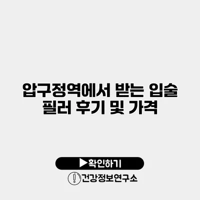 압구정역에서 받는 입술 필러 후기 및 가격