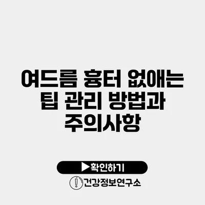 여드름 흉터 없애는 팁 관리 방법과 주의사항