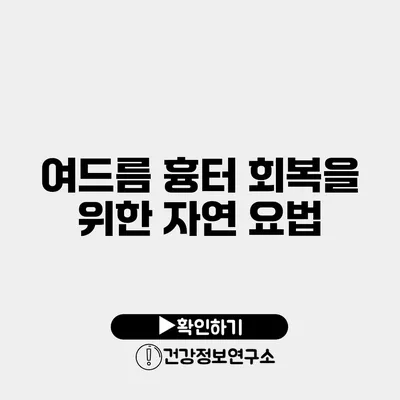 여드름 흉터 회복을 위한 자연 요법