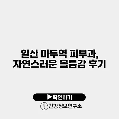 일산 마두역 피부과, 자연스러운 볼륨감 후기