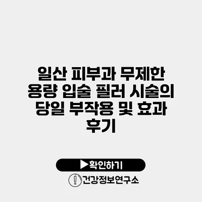 일산 피부과 무제한 용량 입술 필러 시술의 당일 부작용 및 효과 후기