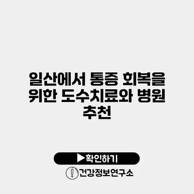 일산에서 통증 회복을 위한 도수치료와 병원 추천