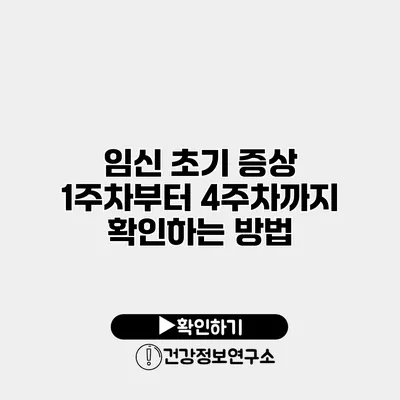 임신 초기 증상 1주차부터 4주차까지 확인하는 방법