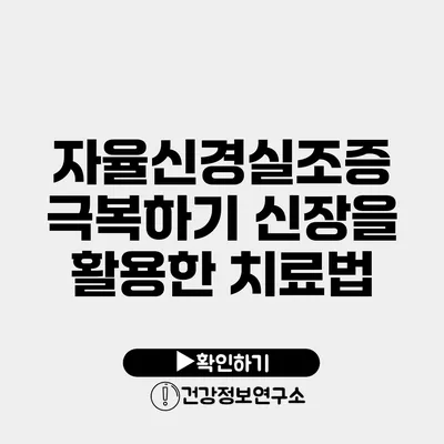 자율신경실조증 극복하기 신장을 활용한 치료법