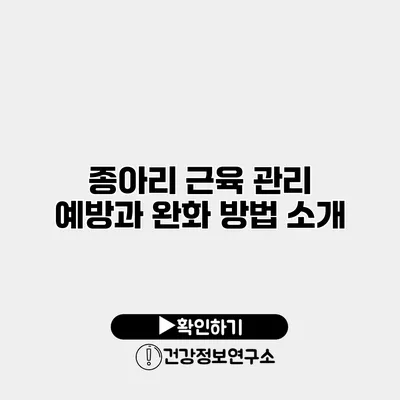 종아리 근육 관리 예방과 완화 방법 소개