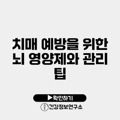 치매 예방을 위한 뇌 영양제와 관리 팁