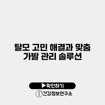 탈모 고민 해결과 맞춤 가발 관리 솔루션