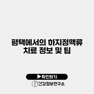평택에서의 하지정맥류 치료 정보 및 팁