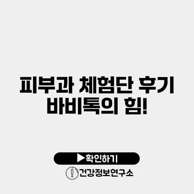 피부과 체험단 후기 바비톡의 힘!