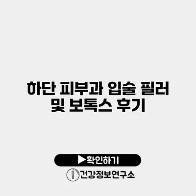 하단 피부과 입술 필러 및 보톡스 후기