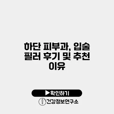 하단 피부과, 입술 필러 후기 및 추천 이유