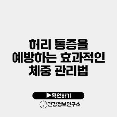 허리 통증을 예방하는 효과적인 체중 관리법