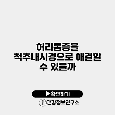 허리통증을 척추내시경으로 해결할 수 있을까?
