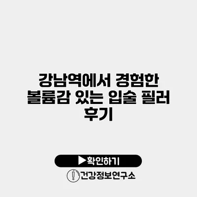 강남역에서 경험한 볼륨감 있는 입술 필러 후기