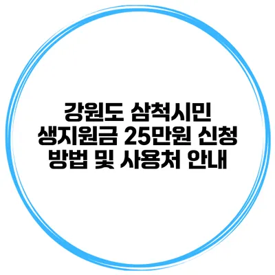 강원도 삼척시민 생지원금 25만원 신청 방법 및 사용처 안내