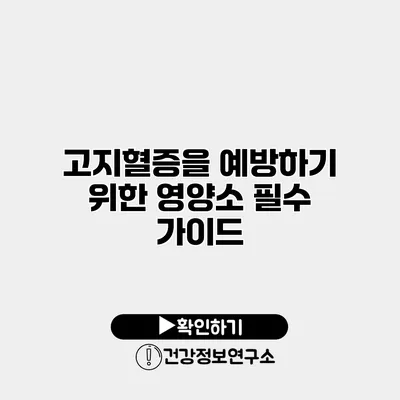 고지혈증을 예방하기 위한 영양소 필수 가이드