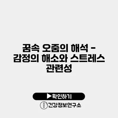 꿈속 오줌의 해석 - 감정의 해소와 스트레스 관련성