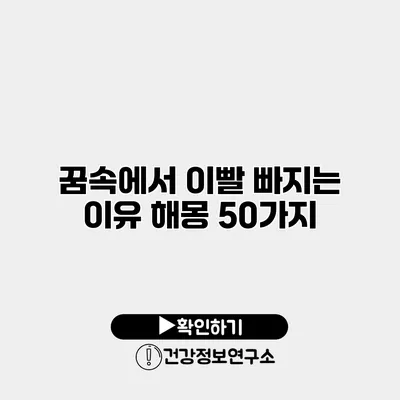 꿈속에서 이빨 빠지는 이유 해몽 50가지