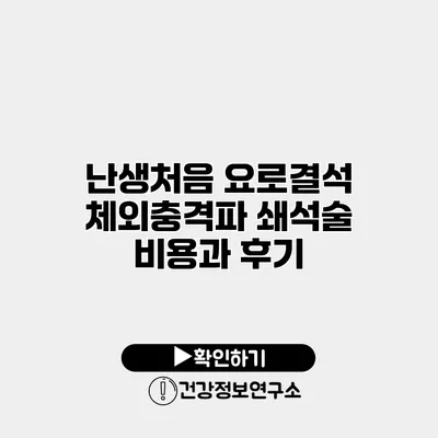 난생처음 요로결석 체외충격파 쇄석술 비용과 후기
