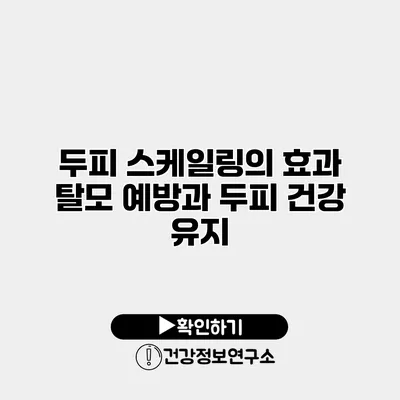 두피 스케일링의 효과 탈모 예방과 두피 건강 유지