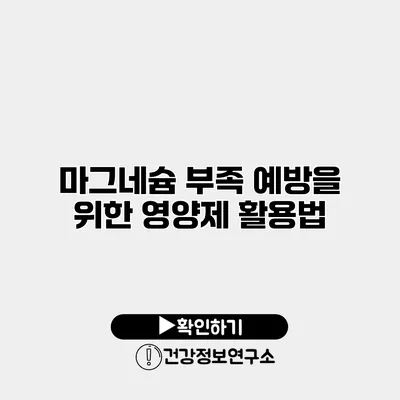 마그네슘 부족 예방을 위한 영양제 활용법