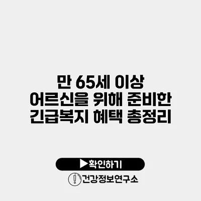 만 65세 이상 어르신을 위해 준비한 긴급복지 혜택 총정리