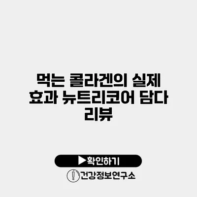먹는 콜라겐의 실제 효과 뉴트리코어 담다 리뷰