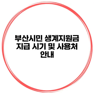 부산시민 생계지원금 지급 시기 및 사용처 안내