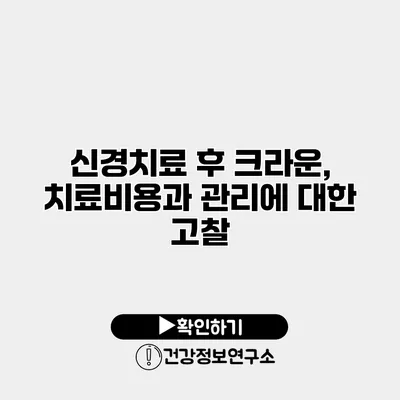 신경치료 후 크라운, 치료비용과 관리에 대한 고찰