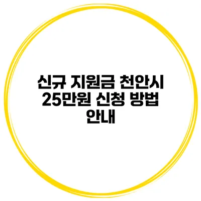 신규 지원금 천안시 25만원 신청 방법 안내
