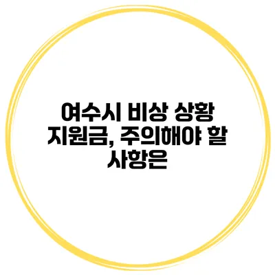 여수시 비상 상황 지원금, 주의해야 할 사항은?