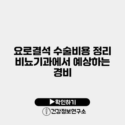 요로결석 수술비용 정리 비뇨기과에서 예상하는 경비