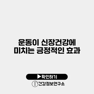 운동이 신장건강에 미치는 긍정적인 효과