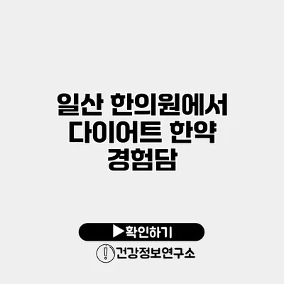 일산 한의원에서 다이어트 한약 경험담