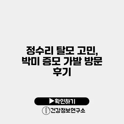 정수리 탈모 고민, 박미 증모 가발 방문 후기