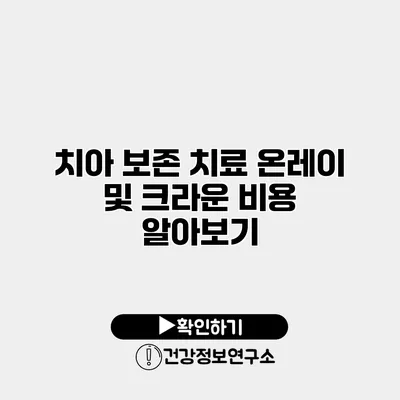 치아 보존 치료 온레이 및 크라운 비용 알아보기