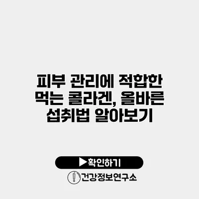 피부 관리에 적합한 먹는 콜라겐, 올바른 섭취법 알아보기